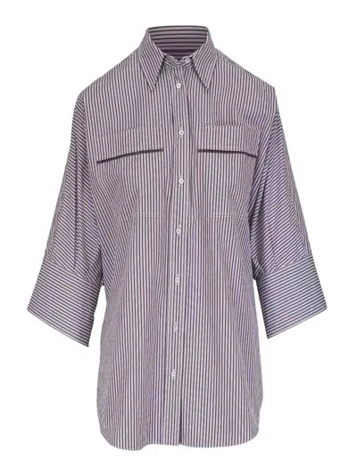 Brunello Cucinelli Stripe Shirt In Brown