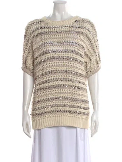 Pre-owned Brunello Cucinelli Striped Bateau Neckline Sweater
