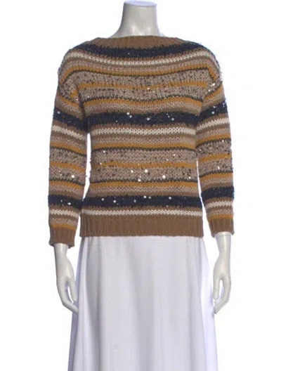 Pre-owned Brunello Cucinelli Striped Bateau Neckline Sweater In Multi