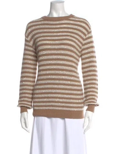 Pre-owned Brunello Cucinelli Striped Bateau Neckline Sweater In Neutral