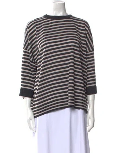 Pre-owned Brunello Cucinelli Striped Bateau Neckline Tunic In Black