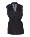 Brunello Cucinelli Striped Belted Sleeveless Jacket In Black