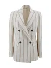 Brunello Cucinelli Multicolor Jacket With All-over Striped Motif And Monile Detail