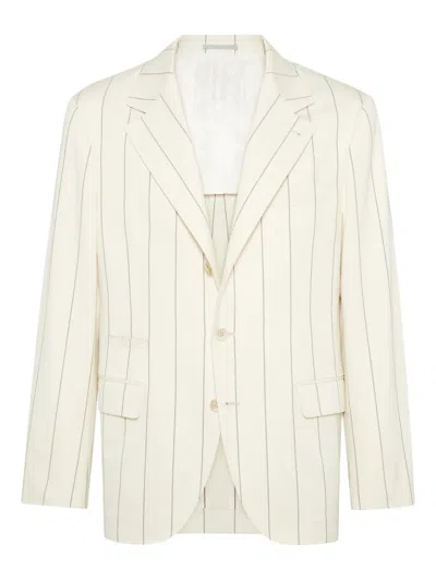 Brunello Cucinelli Chalk Stripe Deconstructed Blazer