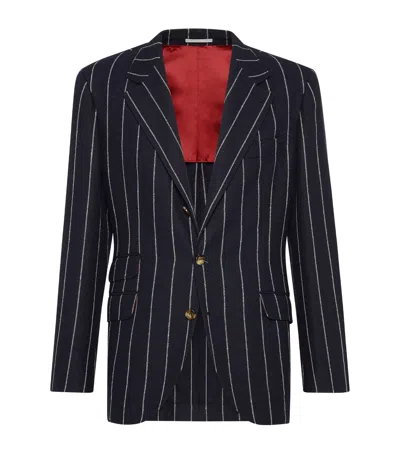 Brunello Cucinelli Striped Blazer In Blue