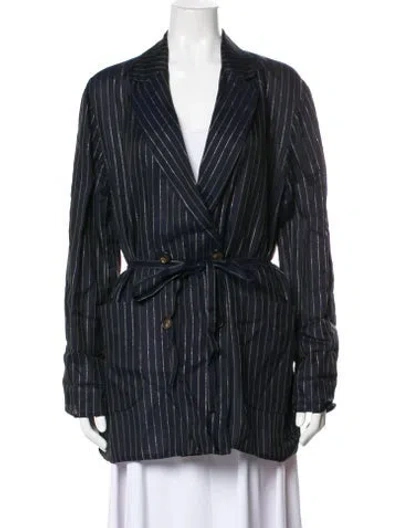 Pre-owned Brunello Cucinelli Striped Blazer In Blue