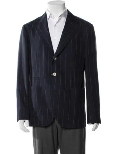 Pre-owned Brunello Cucinelli Striped Blazer In Blue