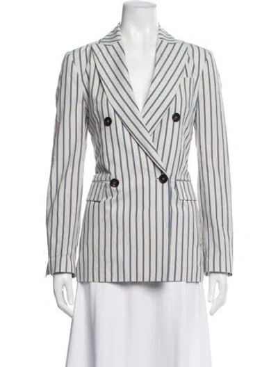 Pre-owned Brunello Cucinelli Striped Blazer In Blue/white