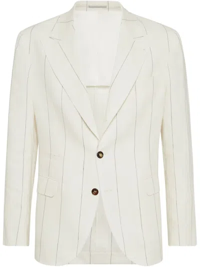 Brunello Cucinelli Striped Blazer In Dc034 Panama