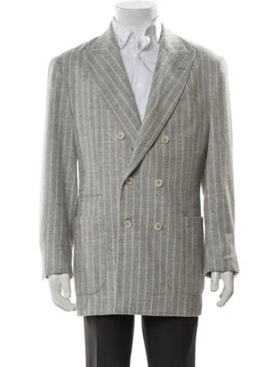 Pre-owned Brunello Cucinelli Striped Blazer In Gray