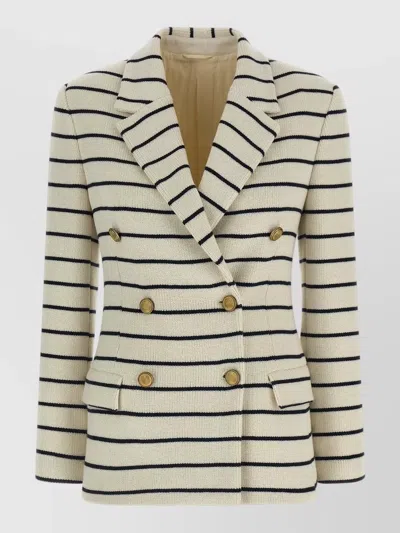 Brunello Cucinelli Striped Blazer Sweater Jacket Gold Buttons In Red