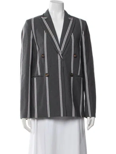 Pre-owned Brunello Cucinelli Striped Blazer W/ Tags In Gray