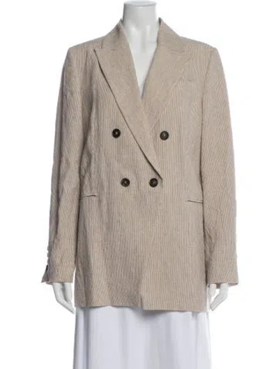 Pre-owned Brunello Cucinelli Striped Blazer W/ Tags In Neutral