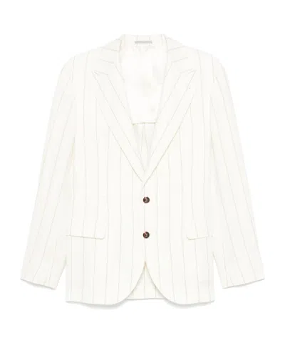 BRUNELLO CUCINELLI BRUNELLO CUCINELLI STRIPED BUTTONED BLAZER