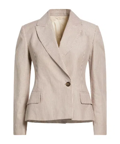 Brunello Cucinelli Striped Blazers In Neutral