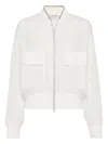 Brunello Cucinelli Pinstriped Cotton Gauze Bomber Jacket