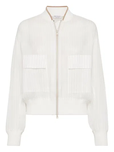 BRUNELLO CUCINELLI STRIPED BOMBER JACKET