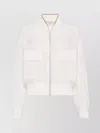 Brunello Cucinelli Striped Bomber Jacket Chain Detail In White