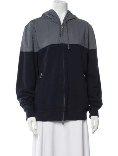 Pre-owned Brunello Cucinelli Striped Bomber Jacket In Gray