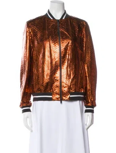 Pre-owned Brunello Cucinelli Striped Bomber Jacket In Orange