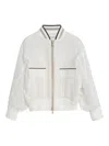 Brunello Cucinelli Striped Bomber Jacket In White