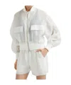 Brunello Cucinelli Pinstriped Cotton Gauze Bomber Jacket In White