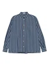 Brunello Cucinelli Women Striped Cotton Shirt In Blue