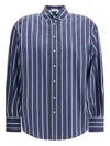 Brunello Cucinelli Striped Button-fastening Shirt In Blue