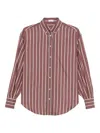 Brunello Cucinelli Striped Button-fastening Shirt In Brown