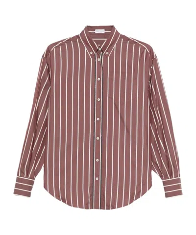 BRUNELLO CUCINELLI STRIPED BUTTON-FASTENING SHIRT