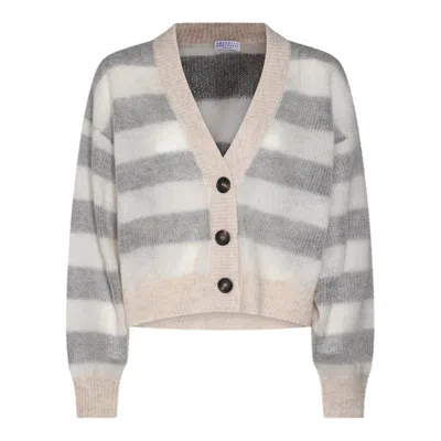 Brunello Cucinelli Striped Button In Multicolor