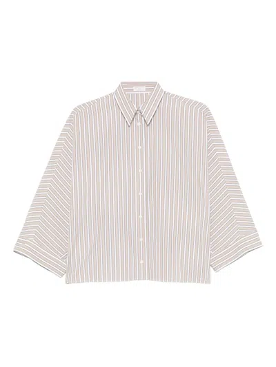 Brunello Cucinelli Striped Button Shirt In Neutral