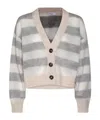 Brunello Cucinelli Striped Button In Gray