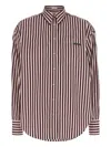 Brunello Cucinelli Bead-embellished Striped Cotton-sateen Shirt In Multi