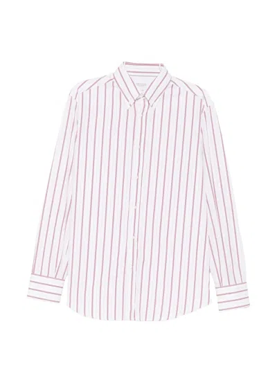Brunello Cucinelli Striped Button-down Shirt In White
