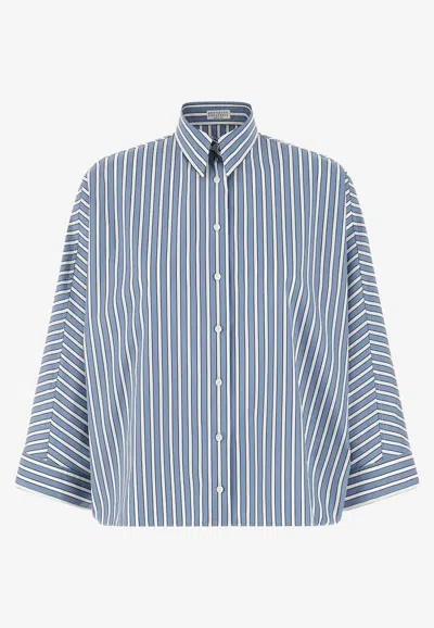 Brunello Cucinelli Striped Buttoned Shirt In Multi