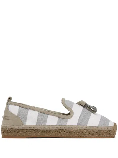 Brunello Cucinelli Striped Canvas Espadrilles In Multi