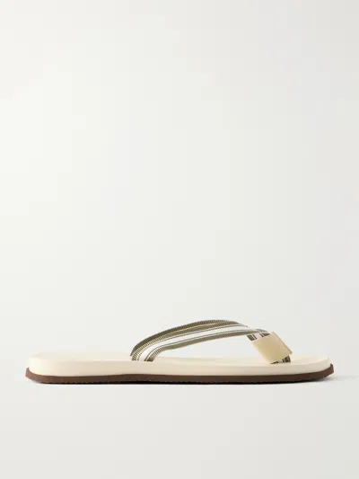 Brunello Cucinelli Striped Canvas Flip Flops In Multi