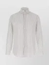 Brunello Cucinelli Striped Canvas Shirt Collar Button-down In White