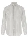 Brunello Cucinelli Striped Canvas Shirt Collar Button-down In Neutral
