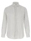 Brunello Cucinelli Striped Canvas Shirt Collar Button-down In White