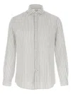 Brunello Cucinelli Striped Canvas Shirt Collar Button-down In White