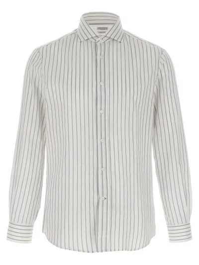 BRUNELLO CUCINELLI BRUNELLO CUCINELLI STRIPED CANVAS SHIRT