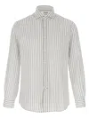 Brunello Cucinelli Striped Canvas Shirt Collar Button-down In Gray