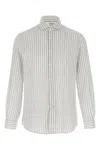 Brunello Cucinelli Striped Canvas Shirt Collar Button-down In White