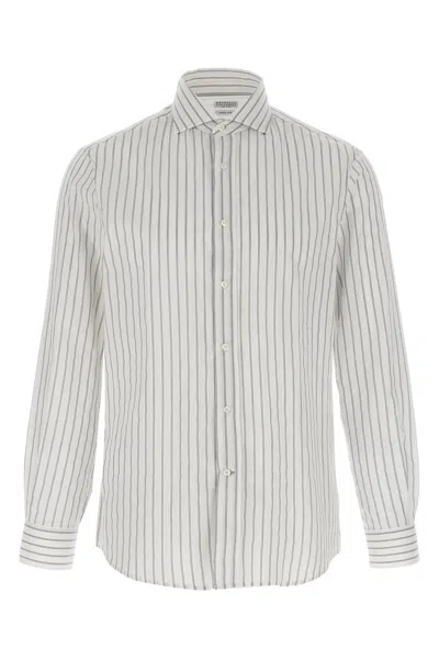 BRUNELLO CUCINELLI STRIPED CANVAS SHIRT