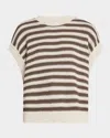 Brunello Cucinelli Striped Cap-sleeve Paillette Knit Sweater