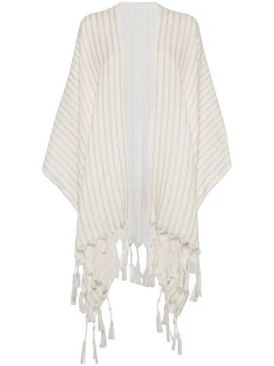 Brunello Cucinelli Striped Cape In White
