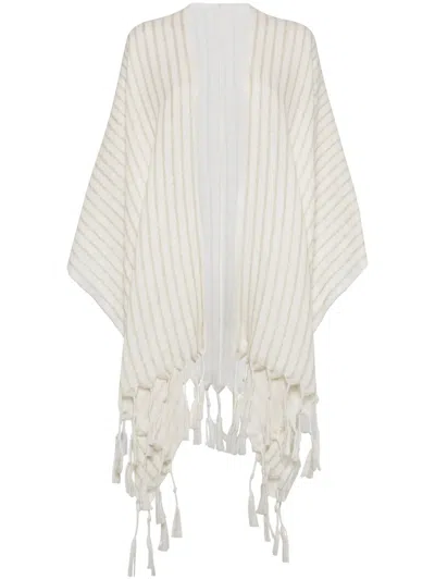 Brunello Cucinelli Striped Cape In White