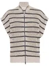 Brunello Cucinelli Knitwear With Cap Sleeves And High Collar